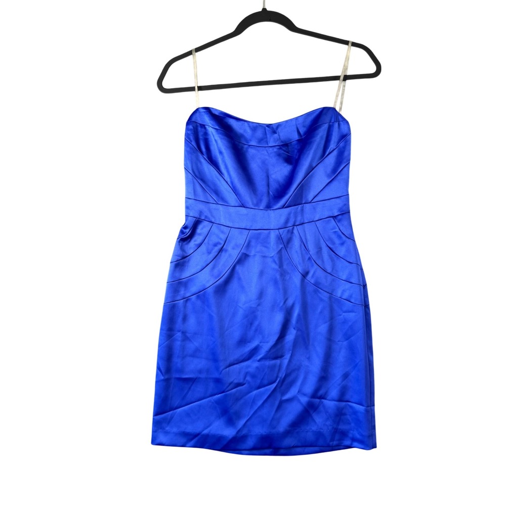 Royal Blue Strapless Sweetheart Mini‎ Dress S Y2K Christmas New Years Party Glam